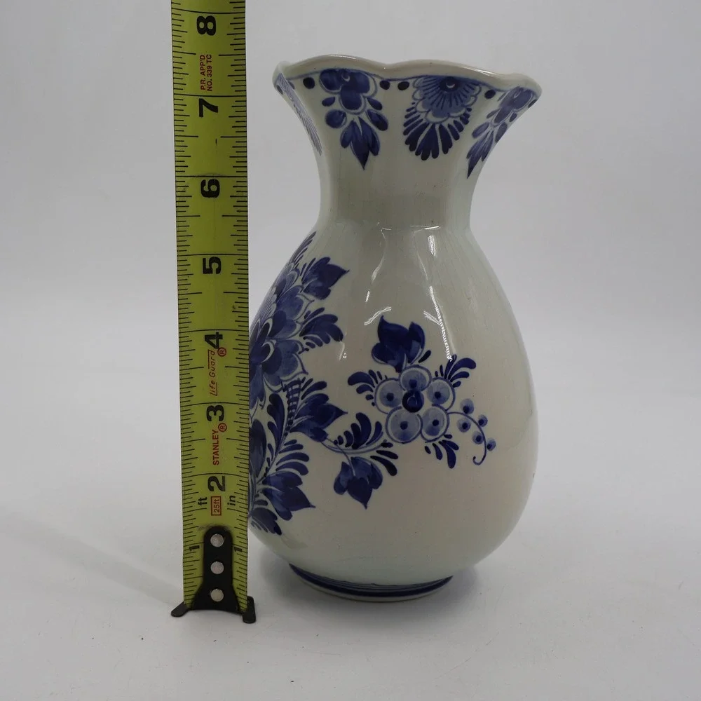 Royal Delft Floral Vase Unisex OS Blue White Hand Painted Holland 5532/23
